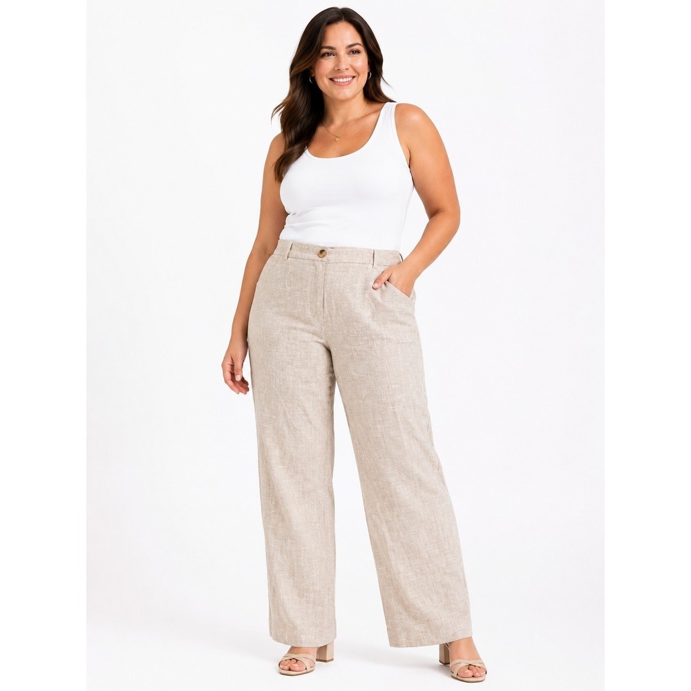 Talbots Southhampton Straight Leg Pant 100% Linen Womens Size 14 Summer Brunch